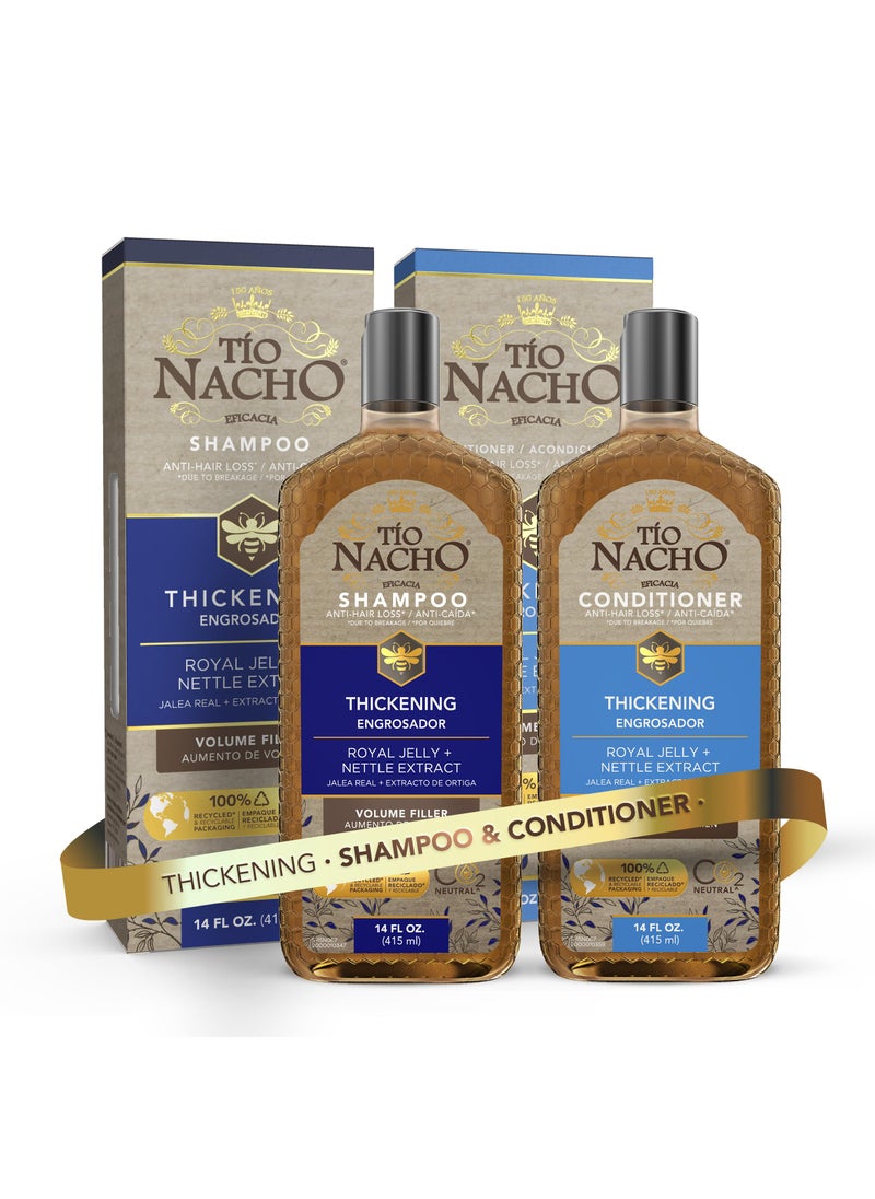 Tio Nacho Thickening Shampoo and Conditioner Set: Capilgross, Royal Jelly, Nettle, Aloe Vera, Reduces Hair Loss, Strengthens, Nourishes, Volumizes - 14 fl oz Each