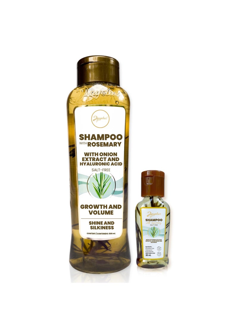 ANYELUZ Kit Duo Rosemary Shampoo + Mini Travel Size, With Onion Extract, Hyaluronic Acid and Rosemary