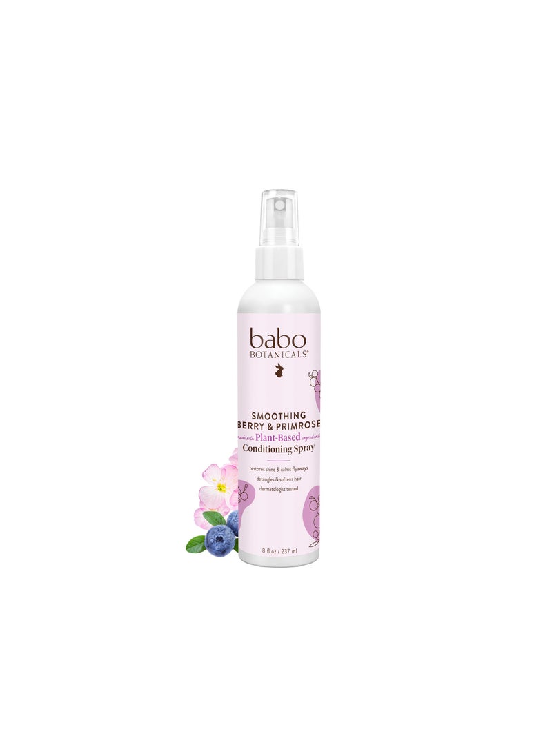 Babo Botanicals Smoothing Berry Conditioning Spray - Detangling & Nourishing - Eliminates Frizz & Prevents Static - Evening Primrose Oil - Non-Aerosol - For all ages - Light Berry Fragrance