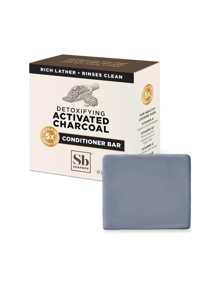 Soapbox Hair Conditioner Bar with Activated Charcoal to Detox & Refresh Dry, Damaged Hair - 2oz Solid Conditioner, Low Plastic, Vegan, Sulfate & Paraben Free