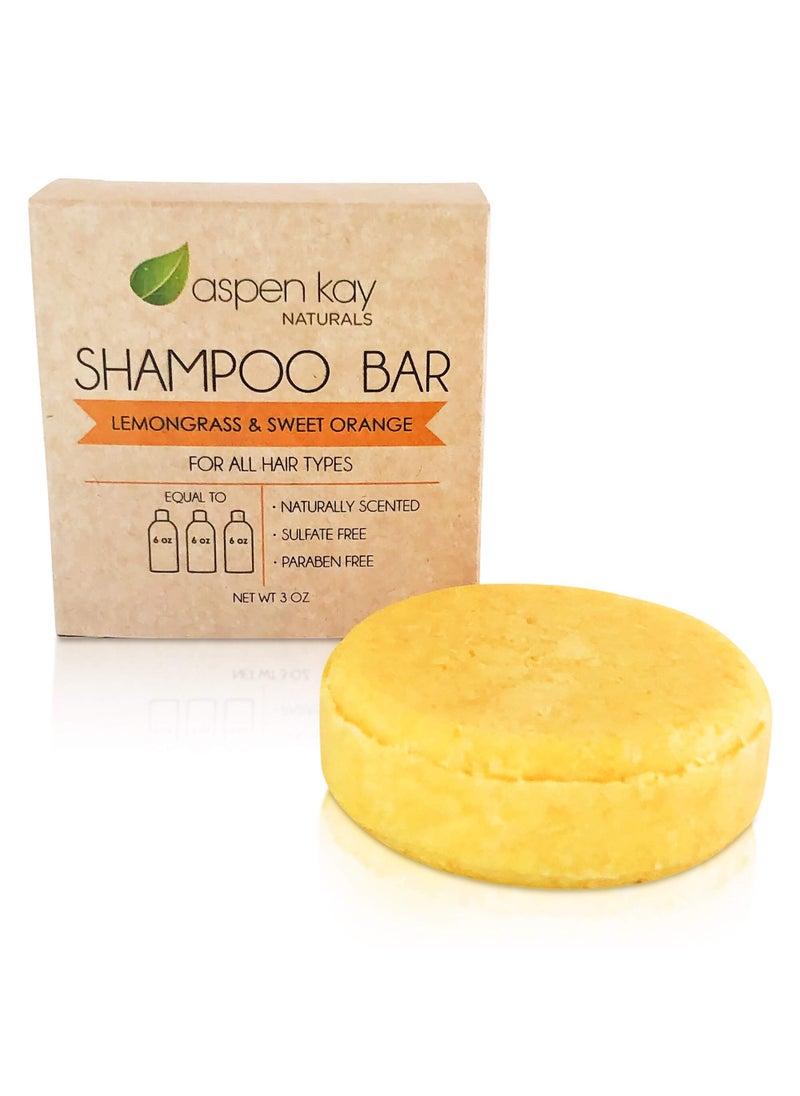 Aspen Kay Naturals Moroccan Argan Oil Shampoo Bar, Organic, Vegan, Volumizing Shampoo for Curly or Straight Hair. Citrus Scent, Paraben & Sulfate Free, Made in USA - 3 oz.