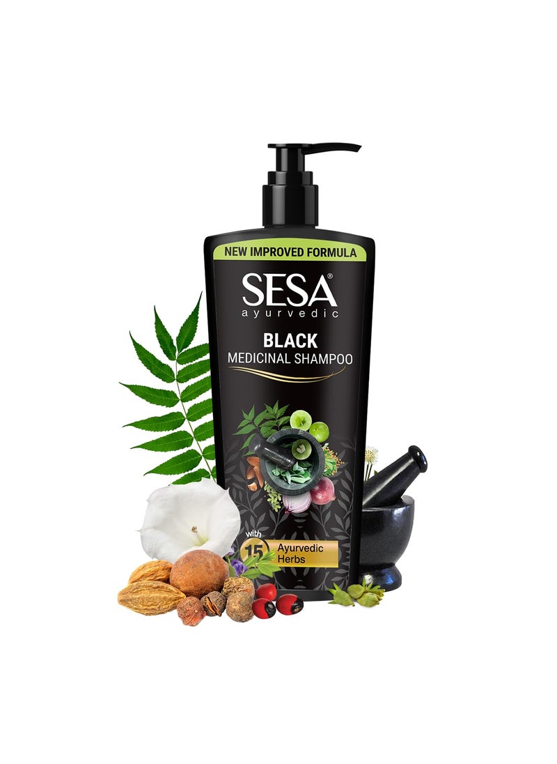 SESA Ayurvedic Medicinal Shampoo Hairfall Control Anti Dandruff Shampoo Infused with 17 Ayurvedic Herbs Smooth & Shiny Hair For Men & Women - 500 ml or 16.90 oz