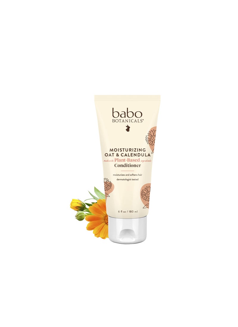 Babo Botanicals Moisturizing Oat & Calendula Conditioner - Silicone-Free - For Dry or Sensitive Skin - For all ages - Vegan - Lightly Scented