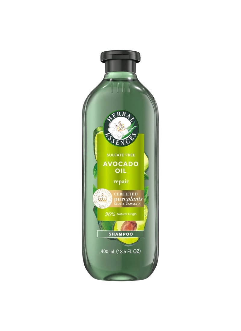 Herbal Essences Avocado Oil Sulfate Free Shampoo, Hair Repair, 13.5 Fl Oz, with Certified Camellia Oil and Aloe Vera, For All Hair Types, Especially Damaged Hair