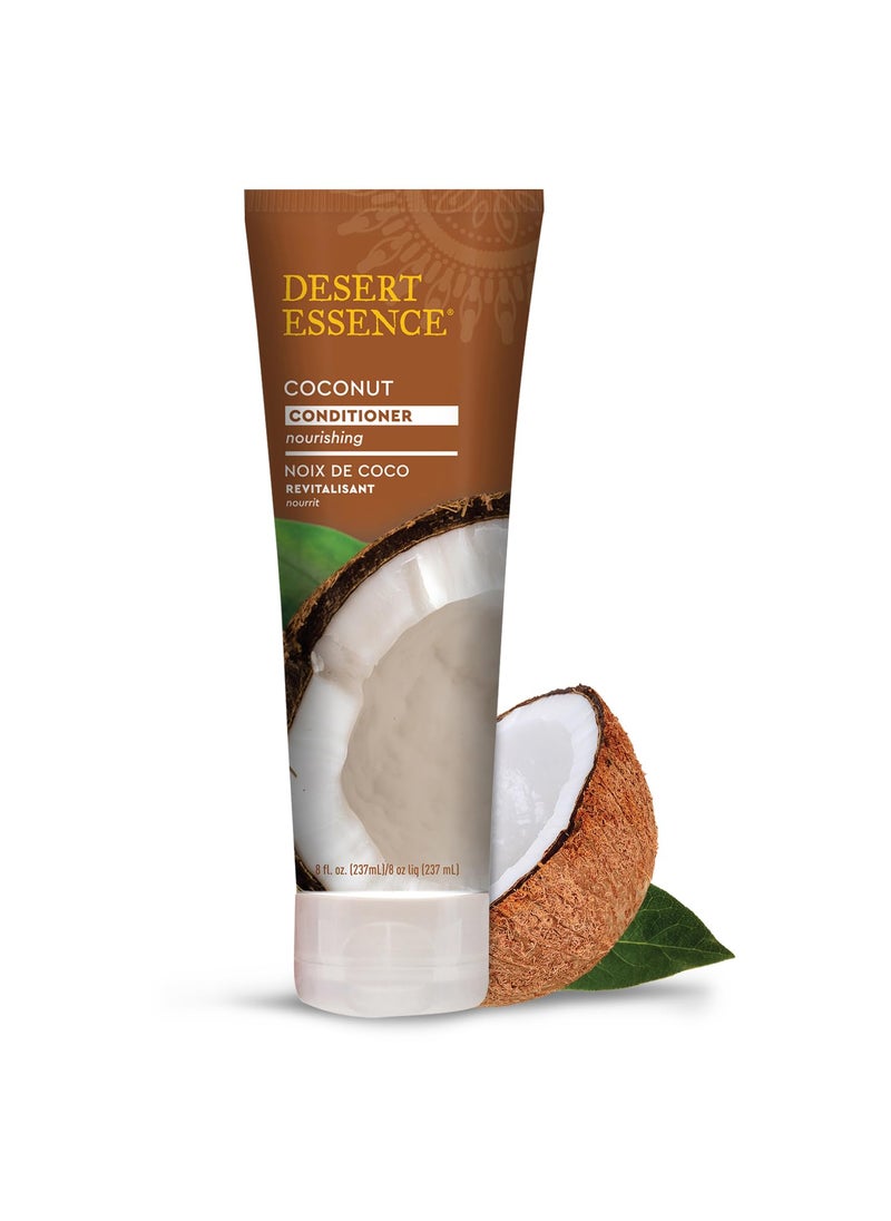 Desert Essence Coconut Conditioner - 8 fl oz - Nourishing for dry hair, smooth frizz and restore moisture and shine with Organic Coconut Oil, Shea Butter, and Sunflower Oil -