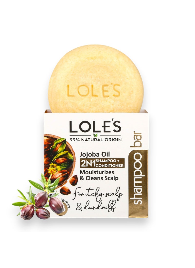 LOLE'S Shampoo Bar and Conditioner 2in1 with Jojoba Oil for Itchy Scalp & Dandruff, Moisturizes & Cleans Scalp, Travel Shampoo, Silicone Free, 3.5Oz
