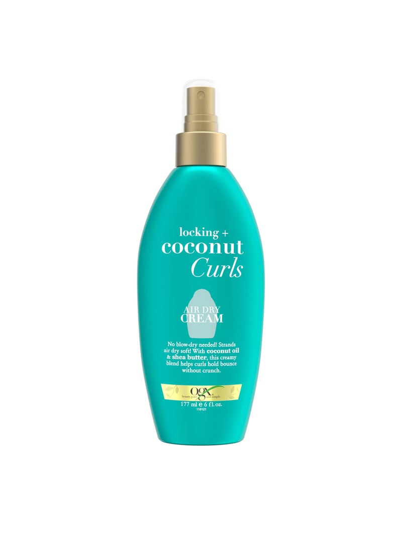 OGX Locking + Coconut Curls Air Dry Cream, No Parabens, 6 oz