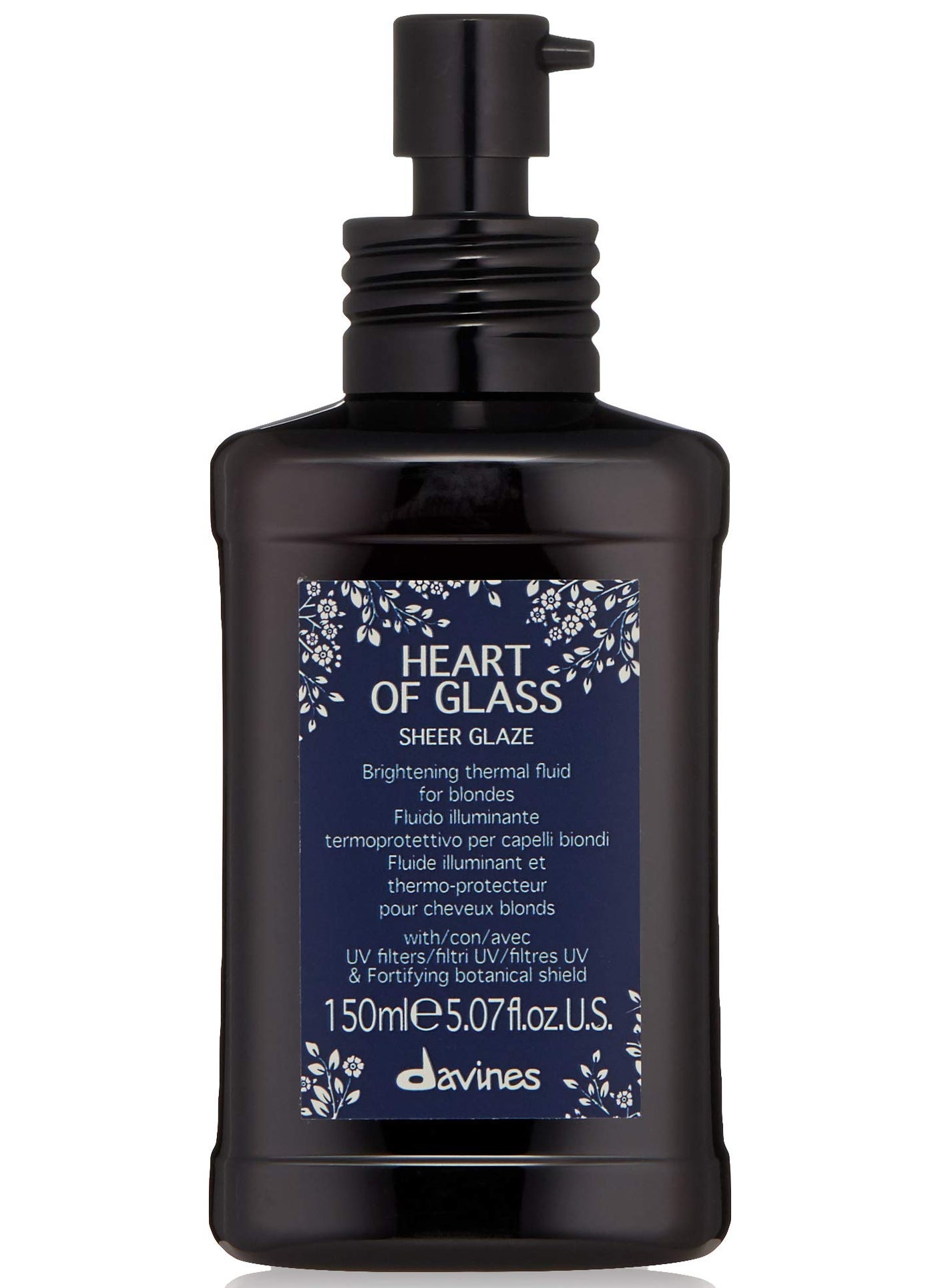 Davines Heart of Glass Sheer Glaze for Blonde Care, Leave On Thermal Styling Support, Add Shine And Heat Protect, 5.07 fl. oz.