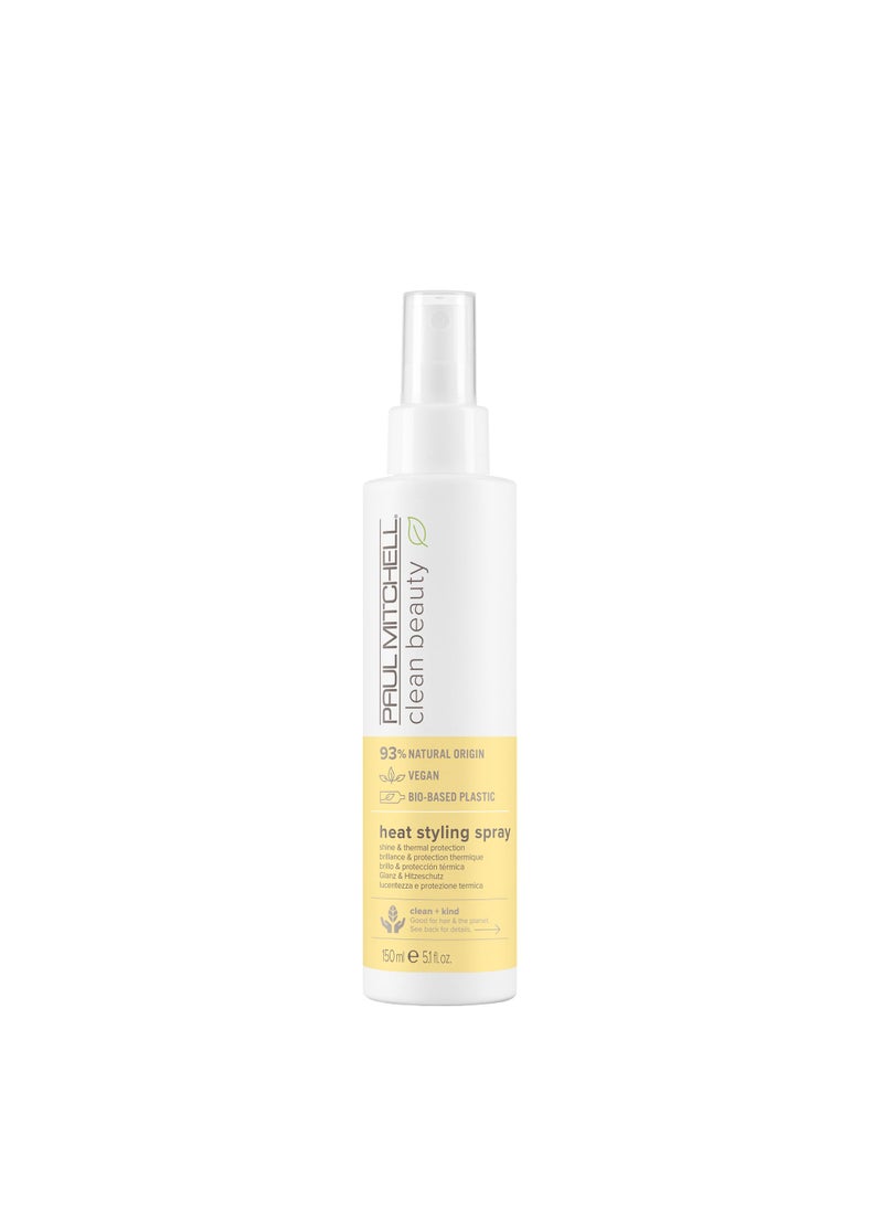 Paul Mitchell Clean Beauty Heat Styling Spray, Shine & Thermal Protection, For All Hair Types That Heat Style, 5.1 fl. oz.