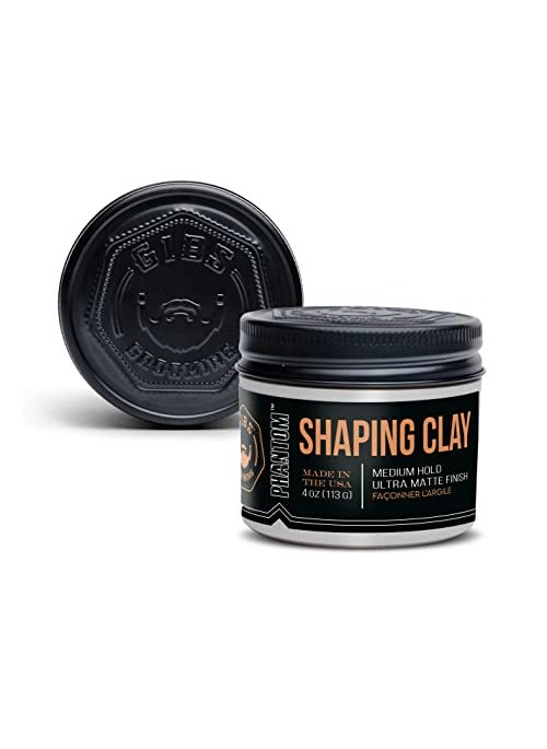 GIBS Shaping Clay, PHANTOM-Medium Hold, Ultra Matte Finish, Water Based, Great for Soft and Natural Looks 4oz