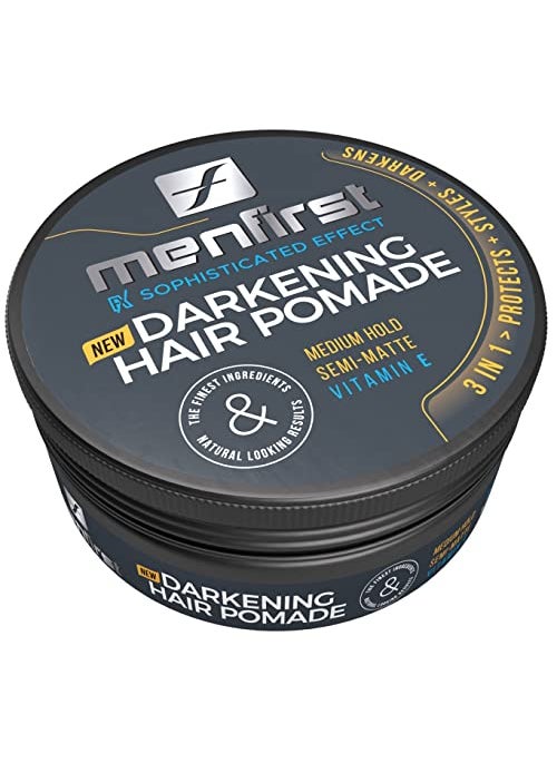 MENFIRST - Hair and Beard Pomade for Men - Instant Gray Coverage for Medium Brown to Black Styling Paste - Darkens White Hair Like a Wax - 1 Pack