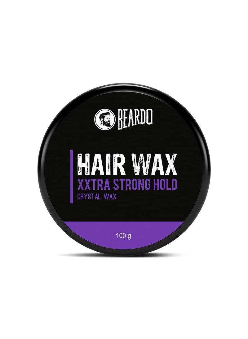 Beardo XXtra Stronghold Hair Wax, 100 gm | Crystal Hair Wax for Men | Glossy Finish | Hair Style, Shine | Extra Strong Hold Styling Hair Wax - 3.4Fl Oz