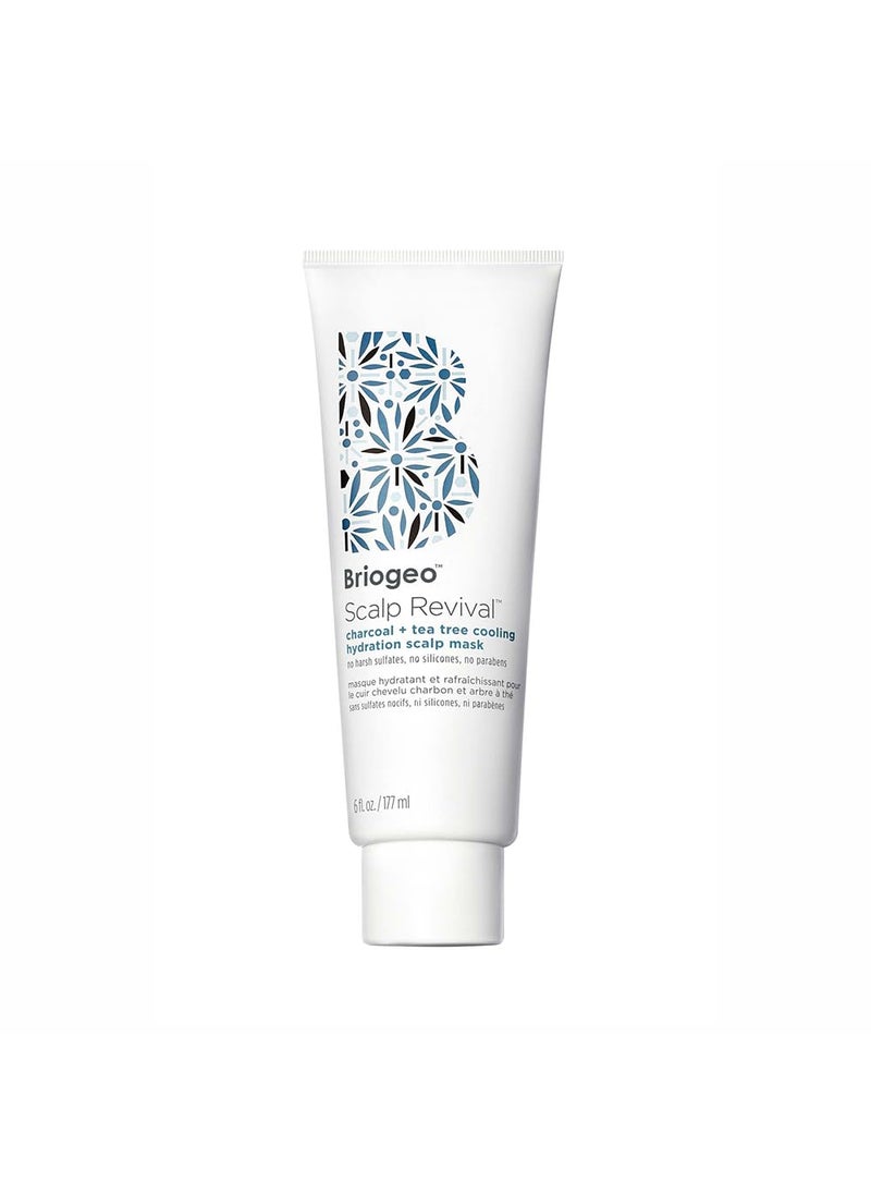 Briogeo Scalp Revival Charcoal + Tea Tree Cooling Hydration Scalp Mask, Dry Scalp Treatment and Moisturizer, Soothes a Dry, Flaky, Itchy Scalp, Treatment for Oily Scalp, Vegan, Cruelty-Free, 6 fl oz