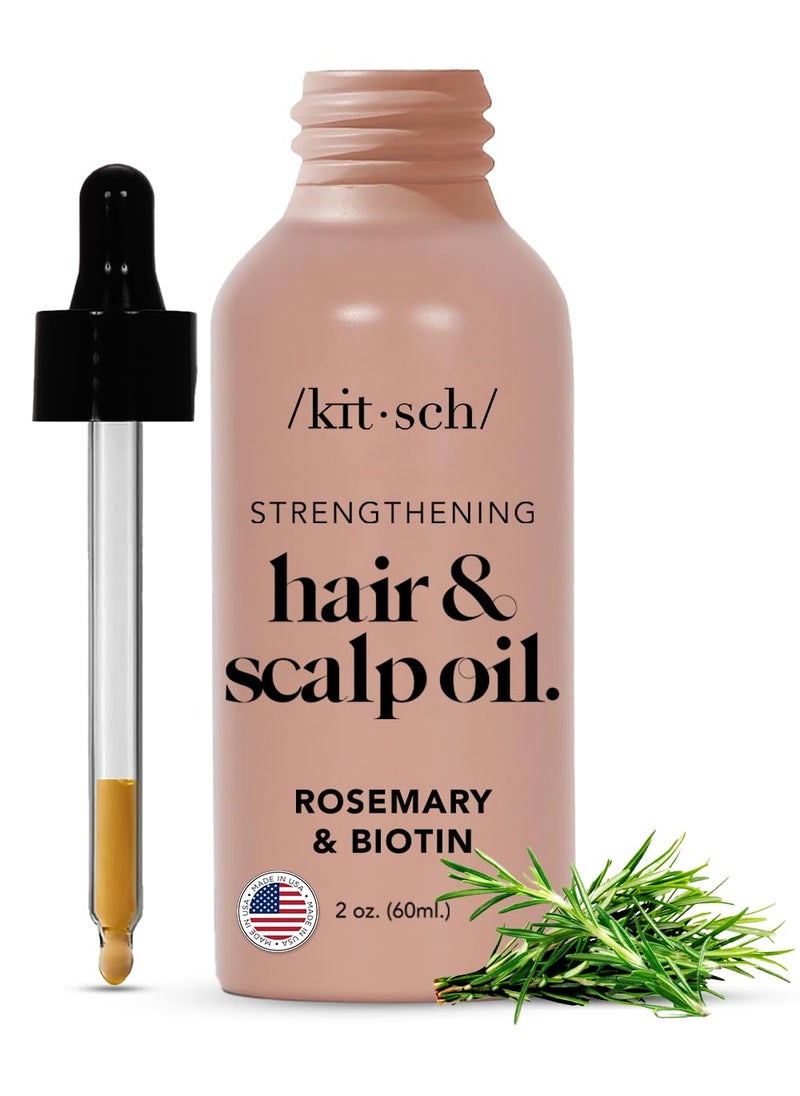 Kitsch Rosemary Oil for Hair Growth and Healthy Scalp, Pre Wash Scalp & Hair Oil Infused with Biotin, Strengthening Treatment, Nourishing & Volumizing in Recycled Aluminum Bottle - 60 mL