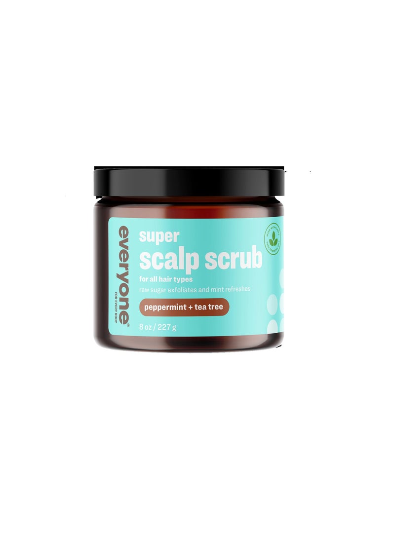Everyone Hair Care Super Scalp Scrub - Peppermint & Tea Tree, 8 fl oz Bottle, Scalp Exfoliator, Gentle Hair Scrub Removes Dirt & Sweat Build Up, Sulfate Free & Paraben Free