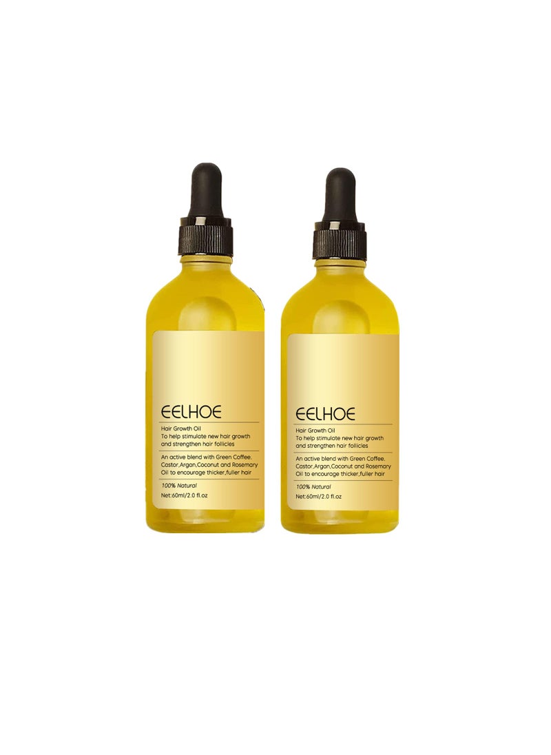 Carvenchi Veganic Natural Hair Growth Oil with Rosemary Scent, for Dry Damaged and Thin Hair, Colorless 2PC, 4 Fl Oz, Unisex