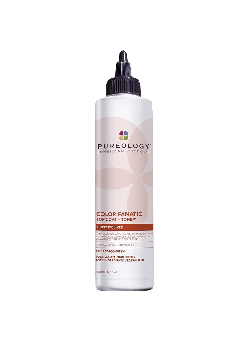 Pureology Color Fanatic Top Coat + Tone Copper High-Gloss Hair Toner | Hair Gloss for Color-Treated Hair | Glaze For Auburn & Red Hair | 6.7 Fl Oz