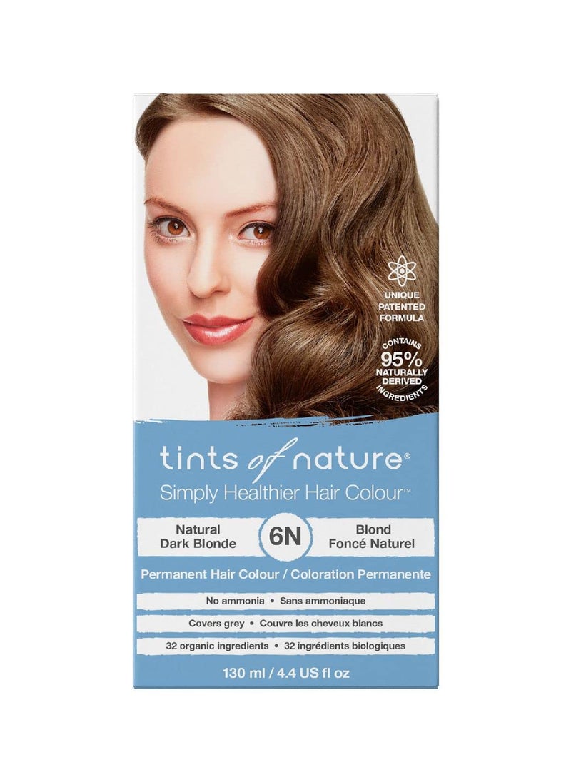 Tints of Nature 6N Natural Dark Blonde Permanent Hair Dye, Nourishes Hair and Covers Greys, Ammonia-Free, 4.4 fl oz