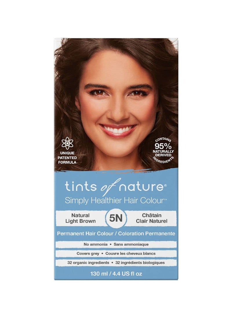 Tints of Nature 5N Natural Light Brown Permanent Hair Dye, Nourishes Hair & Covers Greys, Ammonia-Free, 4.4 fl oz