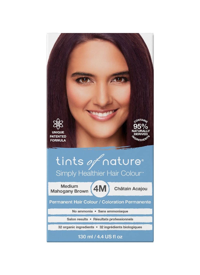 Tints of Nature 4M Medium Mahogany Brown Permanent Hair Dye, Nourishes Hair and Covers Greys, Ammonia-Free, 4.4 fl oz