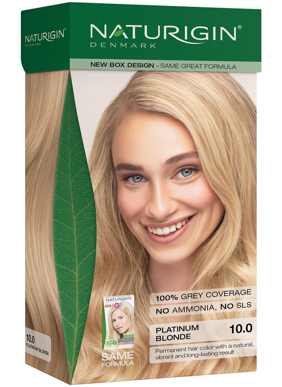 Naturigin Permanent Hair Dye, 10.0 Platinum Blonde, Ammonia and Paraben Free, up to 100% Gray Hair Coverage, Long Lasting, Vegan, Cruelty Free