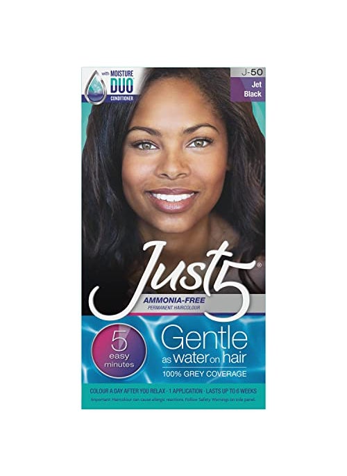 Just 5 Women's 5 Minute Permanent Hair Color with Conditioner, Grey Hair Coloring for Women - Jet Black