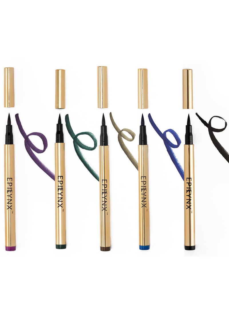 EPILYNX Long Lasting Waterproof Liquid Eyeliner with Precision Tip | Gluten and Allergen Free, Vegan Eyeliner Pencil | Gift Set by Dr. Liia