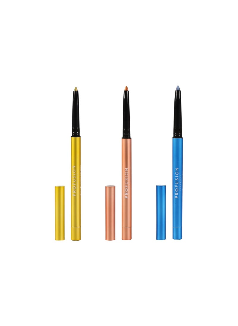 Profusion Cosmetics 3 PC Duochrome Gel Liner Set, Transform Day to Night Makeup with Hyper Pigmented Shades with Long Wearing Gel Formula for Precise Eye Looks