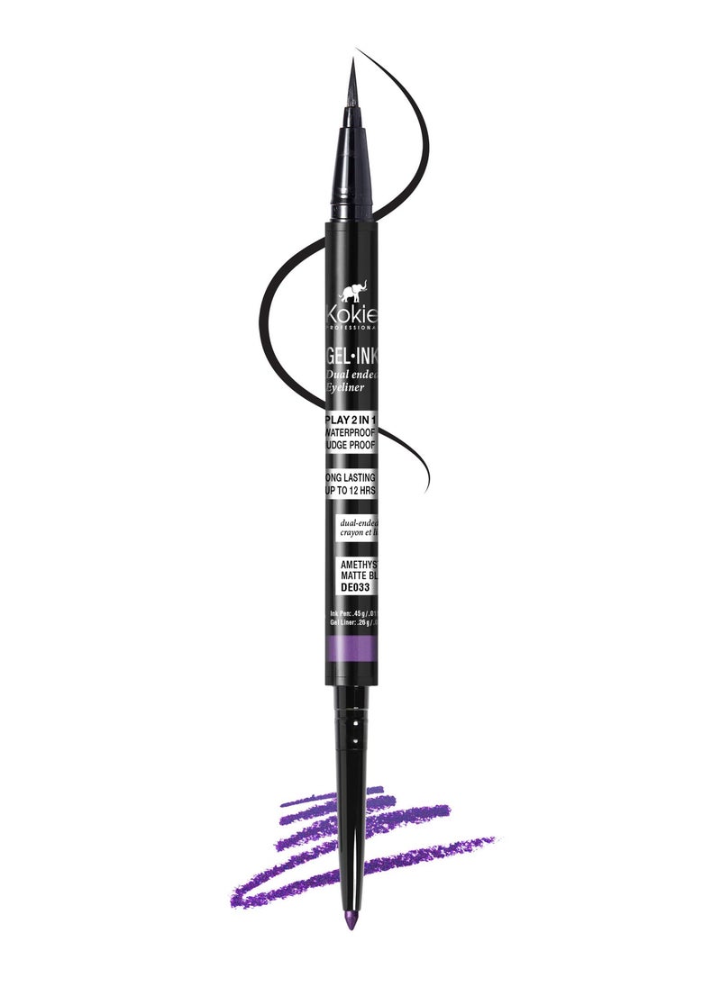 Kokie Gel Ink Dual Ended Eyeliner (Amethyst/Matte Black)