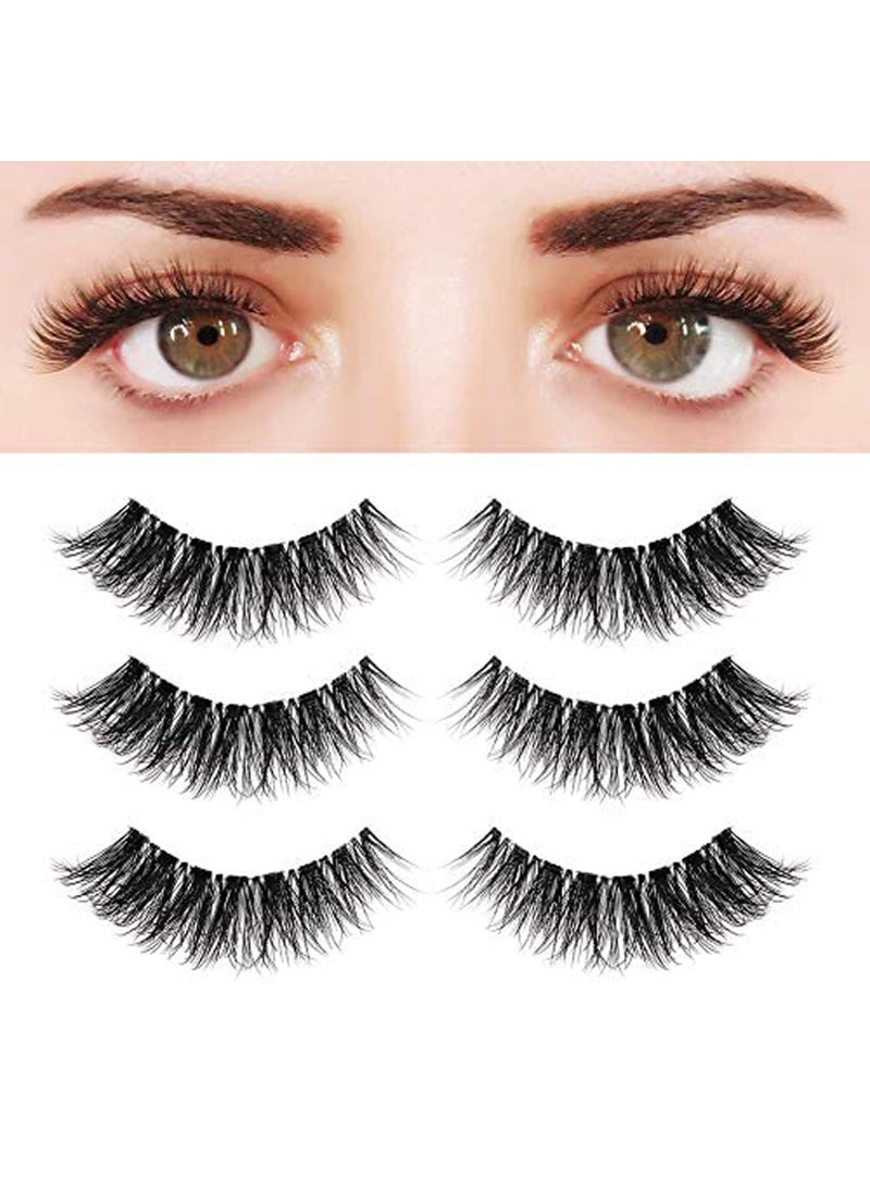 Eyelashes Natural Look False Lashes - Bepholan Fake Eyelashes 5D Super Fluffy False Eyelashes Clear Band Wispy Lashes 3-Pack Faux Mink Lashes(XMZ92)
