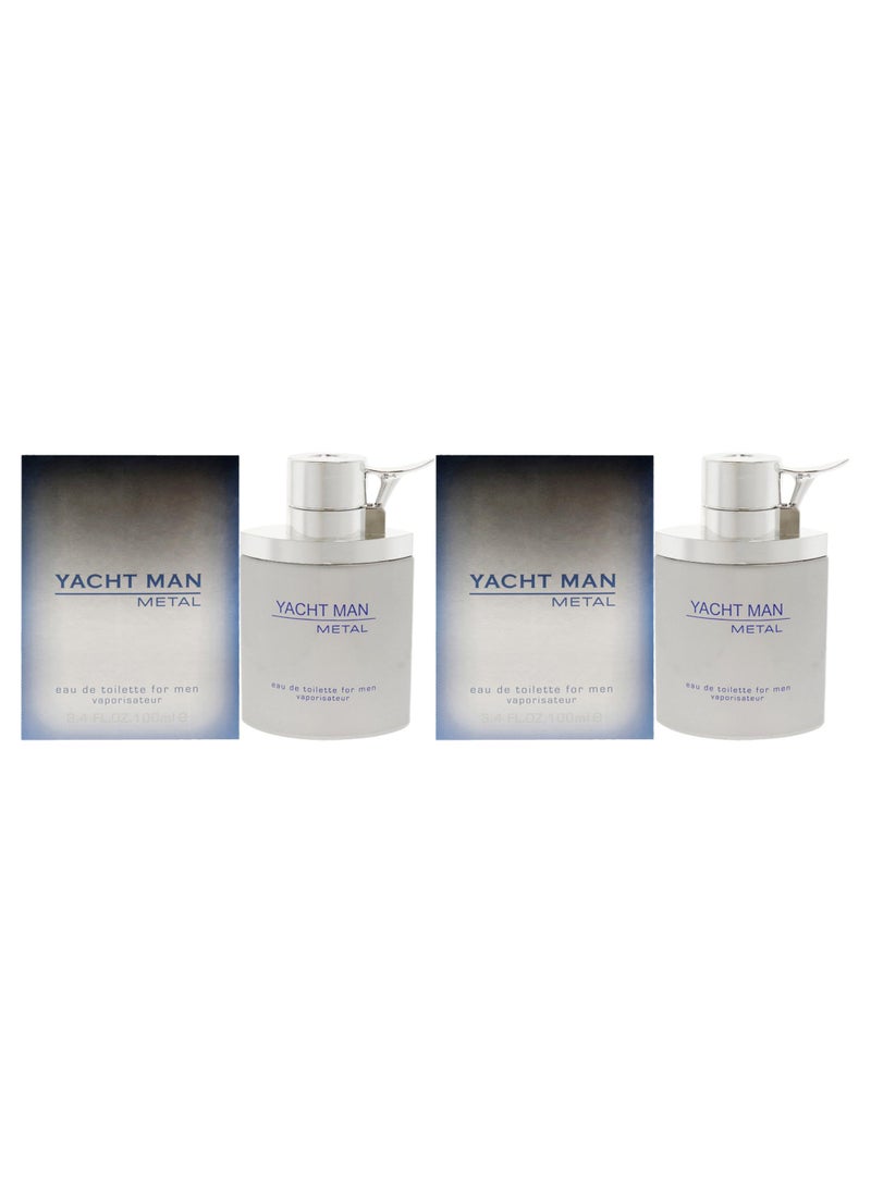 Myrurgia Yacht Man Metal EDT Spray Men 3.4 oz Pack of 2