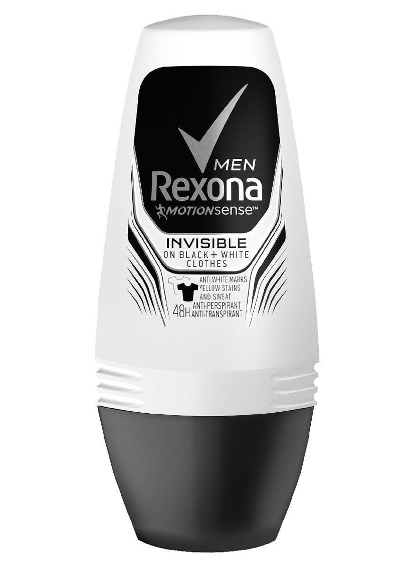 REXONA MEN MotionSense INVISIBLE BLACK + WHITE 48h ANTI-PERSPIRANT ROLL ON 50 ml
