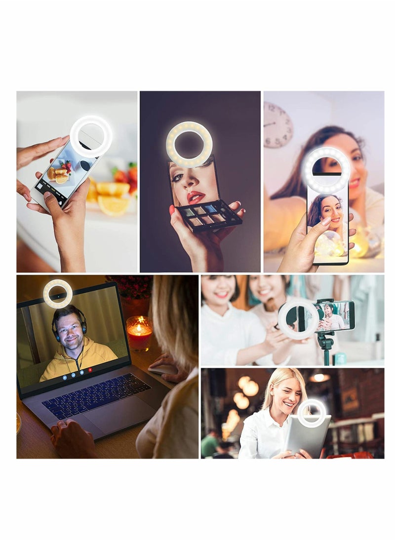 Zoom Call Light, Laptop Light for Video Conferencing, Phone Selfie Ring Light LED Circle Mini Light for Zoom Call, Self Broadcasting, Live Streaming,Online Meeting, Photography (White)