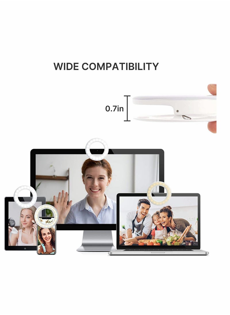 Zoom Call Light, Laptop Light for Video Conferencing, Phone Selfie Ring Light LED Circle Mini Light for Zoom Call, Self Broadcasting, Live Streaming,Online Meeting, Photography (White)