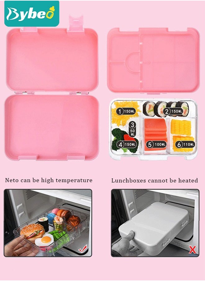 Tritan Bento Boxes, BPA FREE Lunch Box for School / Office / Travel 6 Compartments Meal Prep