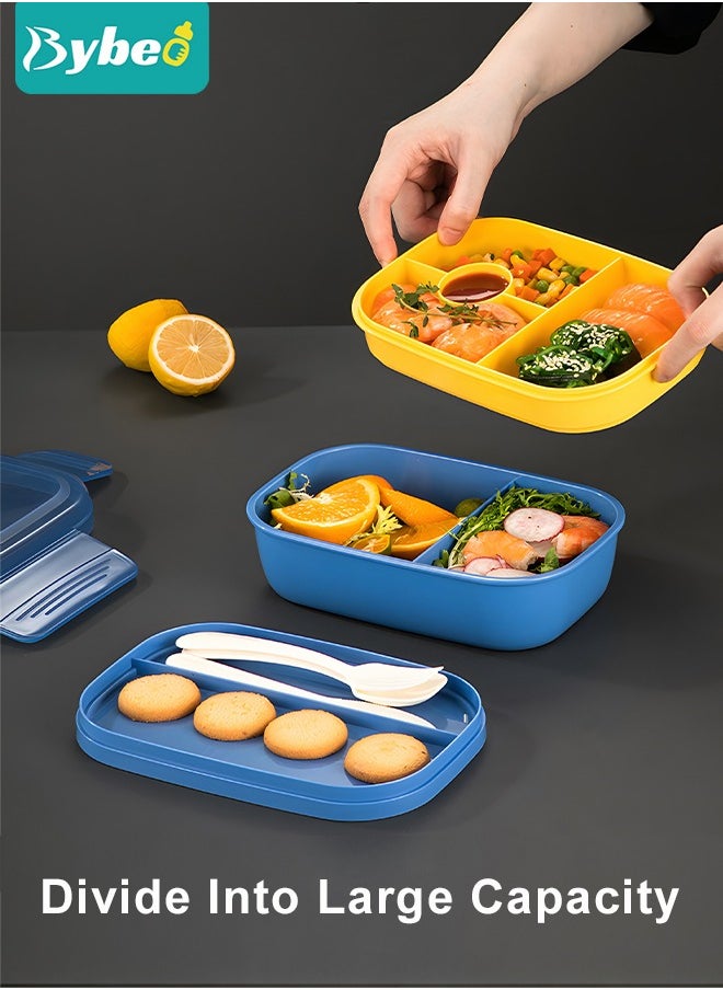Adult Kids Lunch Box 3 layers All-in-One, Bento Boxes with Utensils Set Multiple Compartments Robust Snack Containers for School Office Travel, Microwave and Dishwasher Safe