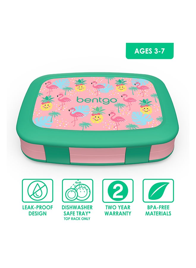 Kids Prints Leak Proof, 5 - Compartment Bento - Style Kids Lunch Boxideal Portion Sizes For Ages 3 To 7 Bpa - Free, Dishwasher Safe , Food - Safe Materials (Tropical)