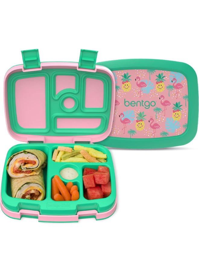 Kids Prints Leak Proof, 5 - Compartment Bento - Style Kids Lunch Boxideal Portion Sizes For Ages 3 To 7 Bpa - Free, Dishwasher Safe , Food - Safe Materials (Tropical)