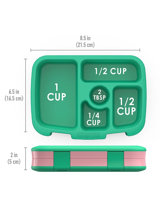 Kids Prints Leak Proof, 5 - Compartment Bento - Style Kids Lunch Boxideal Portion Sizes For Ages 3 To 7 Bpa - Free, Dishwasher Safe , Food - Safe Materials (Tropical)