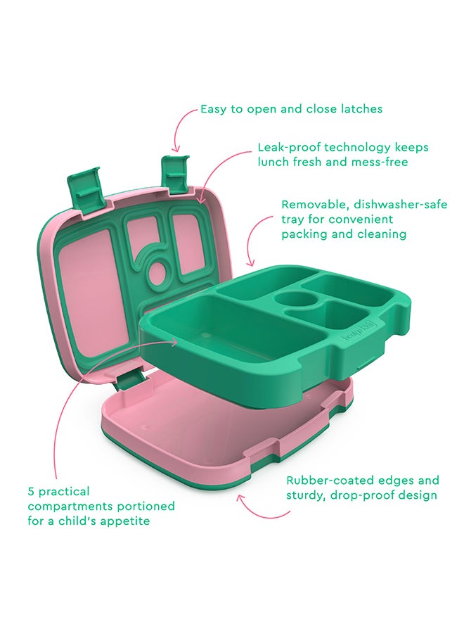 Kids Prints Leak Proof, 5 - Compartment Bento - Style Kids Lunch Boxideal Portion Sizes For Ages 3 To 7 Bpa - Free, Dishwasher Safe , Food - Safe Materials (Tropical)