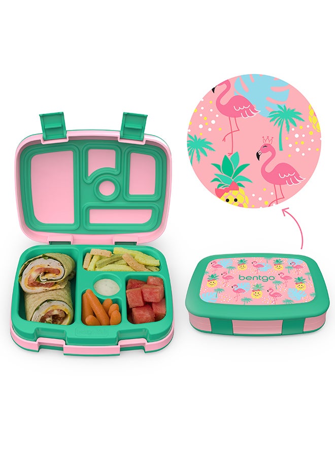Kids Prints Leak Proof, 5 - Compartment Bento - Style Kids Lunch Boxideal Portion Sizes For Ages 3 To 7 Bpa - Free, Dishwasher Safe , Food - Safe Materials (Tropical)