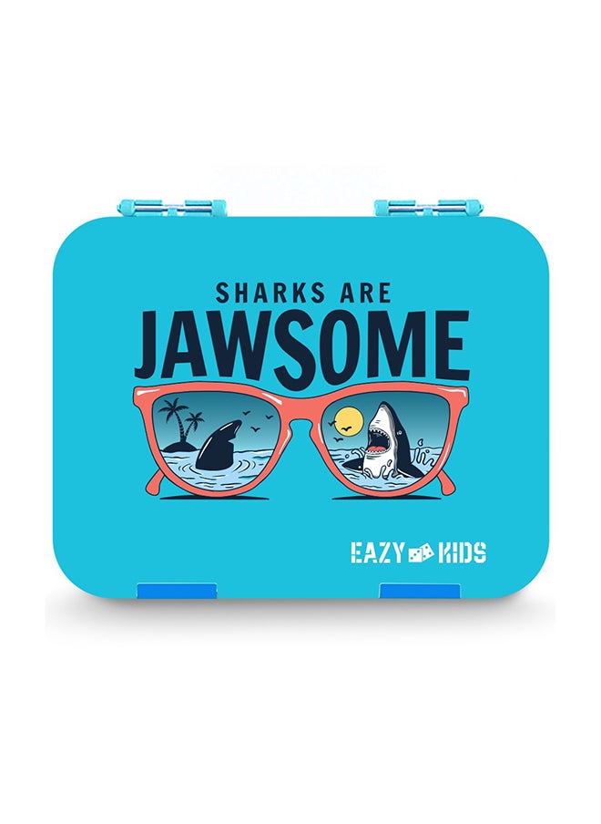6 And 4 Convertible Bento Lunch Box With Sandwich Cutter Set - Jawsome Blue