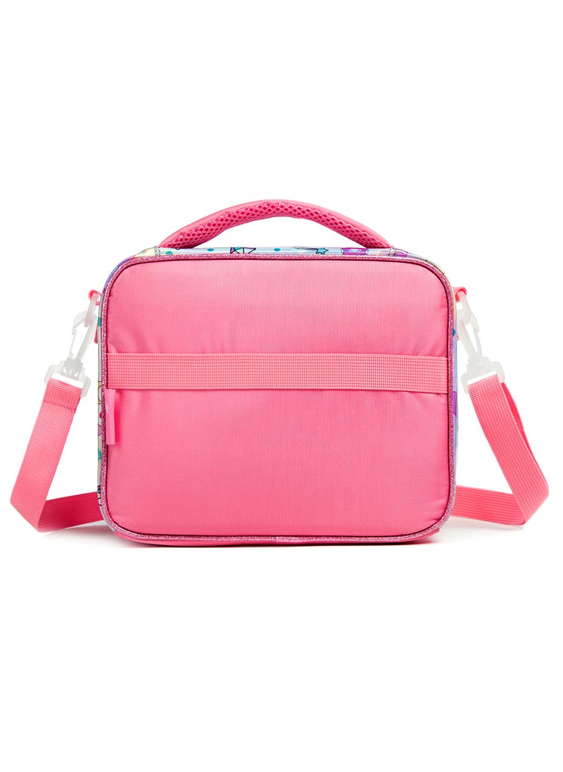 Bottle, Lunch Bag With Detachable, Adjustable Shoulder Strap - Unicorn Chrome - Pink