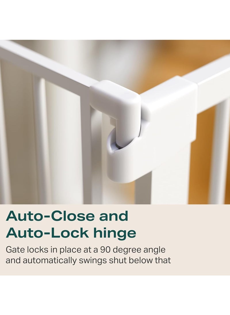 Baby Gate, Safety Baby Gate for Stairs, 75~144 cm Extra Wide Child Gate, Wide Walk Thru Baby Gate, Toddler Safety Fence, Auto Close Dog Gate for Doorways, Pet Gates for Dogs, Including 10cm, 20cm, 30cm Extension Rack