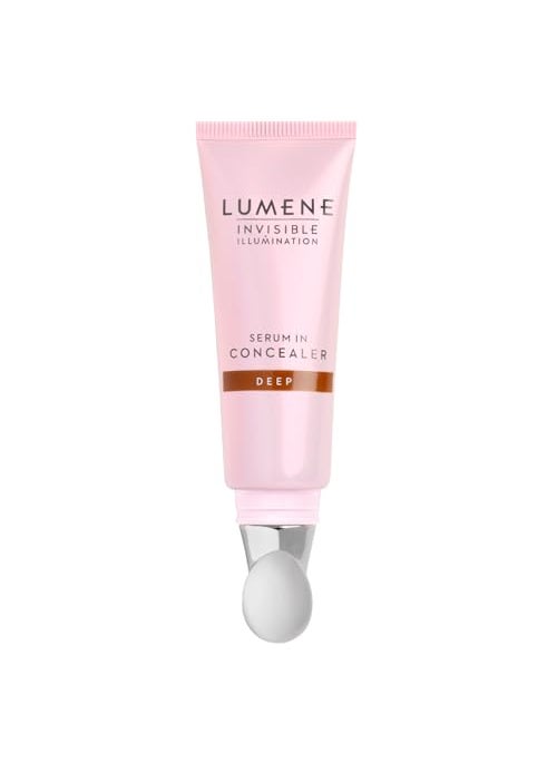 Lumene Invisible Illumination Serum in Concealer - Vitamin E Hydrating Concealer - Lightweight Color Corrector for Dark Circles - Multi-Use Makeup Hybrid - Deep (10ml)