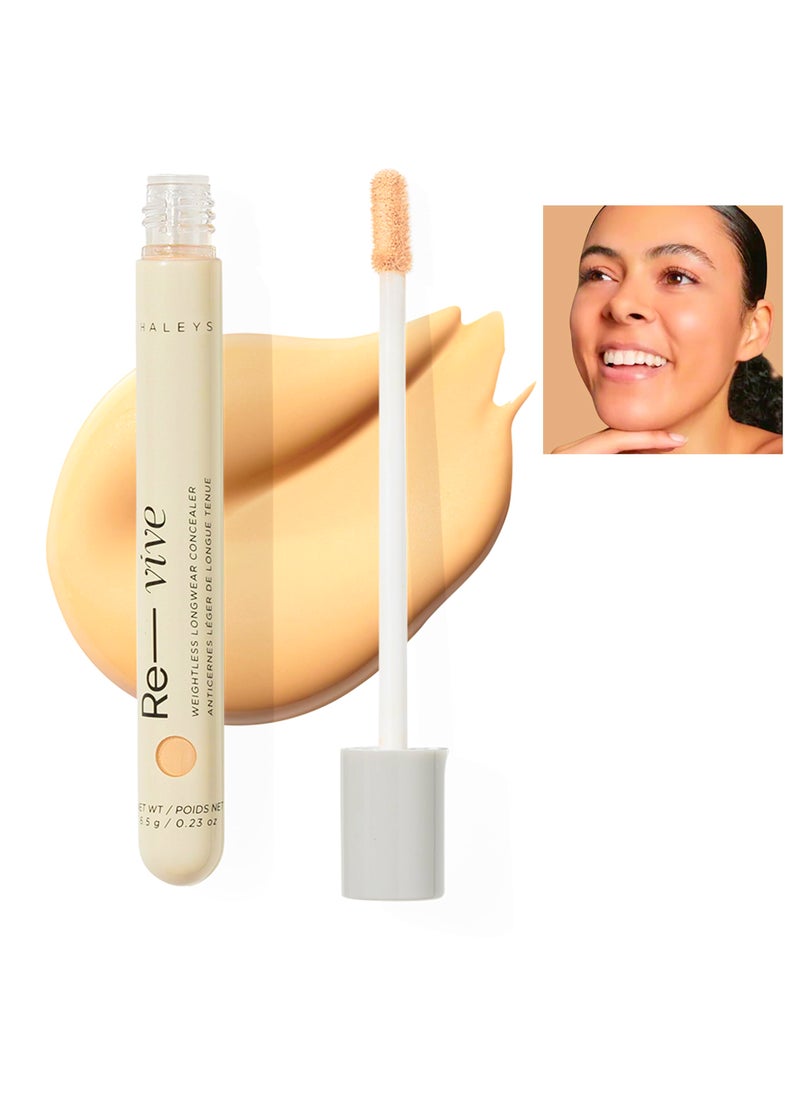 HALEYS Weightless Longwear Concealer (Medium - Warm), Re-vive, Medium to Full Coverage, Gripping Concealer, Fast-setting, All-Day Wear, Spot Concealing, Brightens, Streak-free, Light-diffusing, V+CF