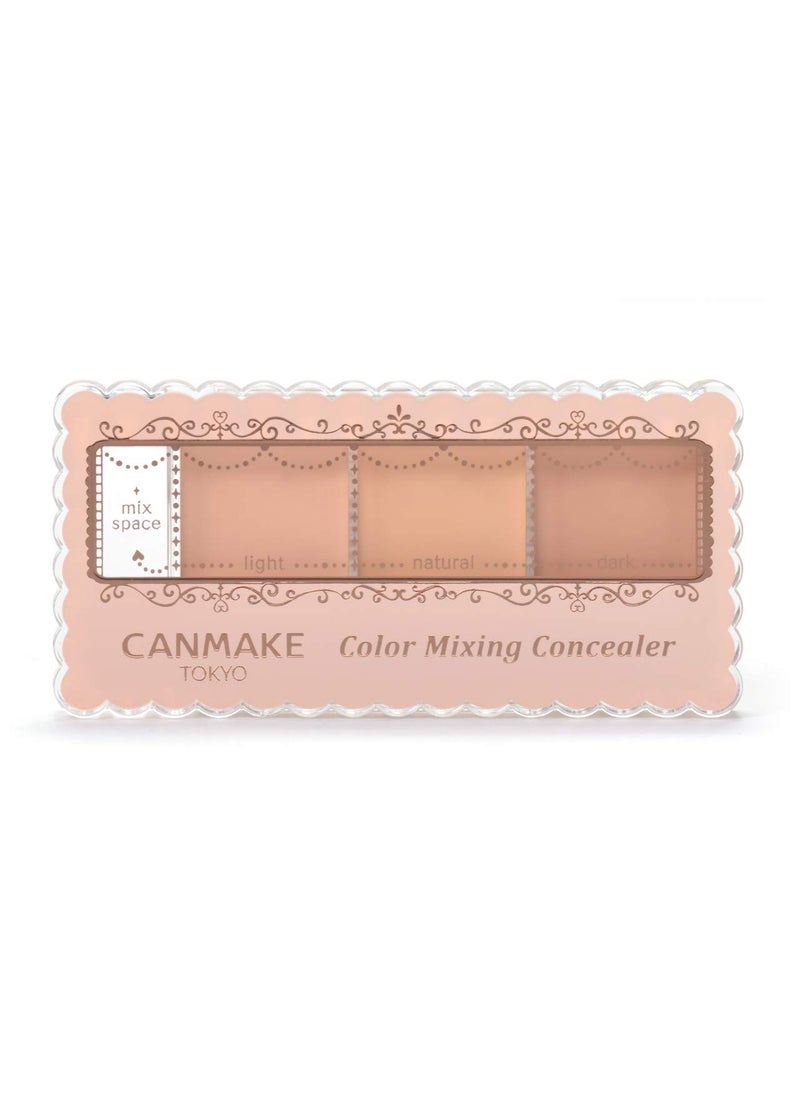 CANMAKE Color Mixing Concealer, 3 Color Palette Concealer 0.13 oz (3.9 g) (01 Light Beige, 3.9 g)