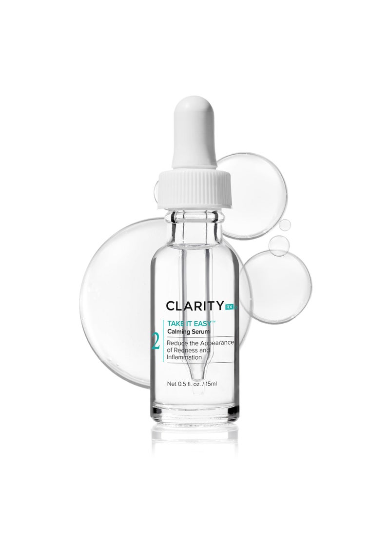 ClarityRx Take It Easy Calming Face Serum, Natural Plant-Based Anti-Redness Treatment for Sensitive Skin & Rosacea (0.5 fl oz)