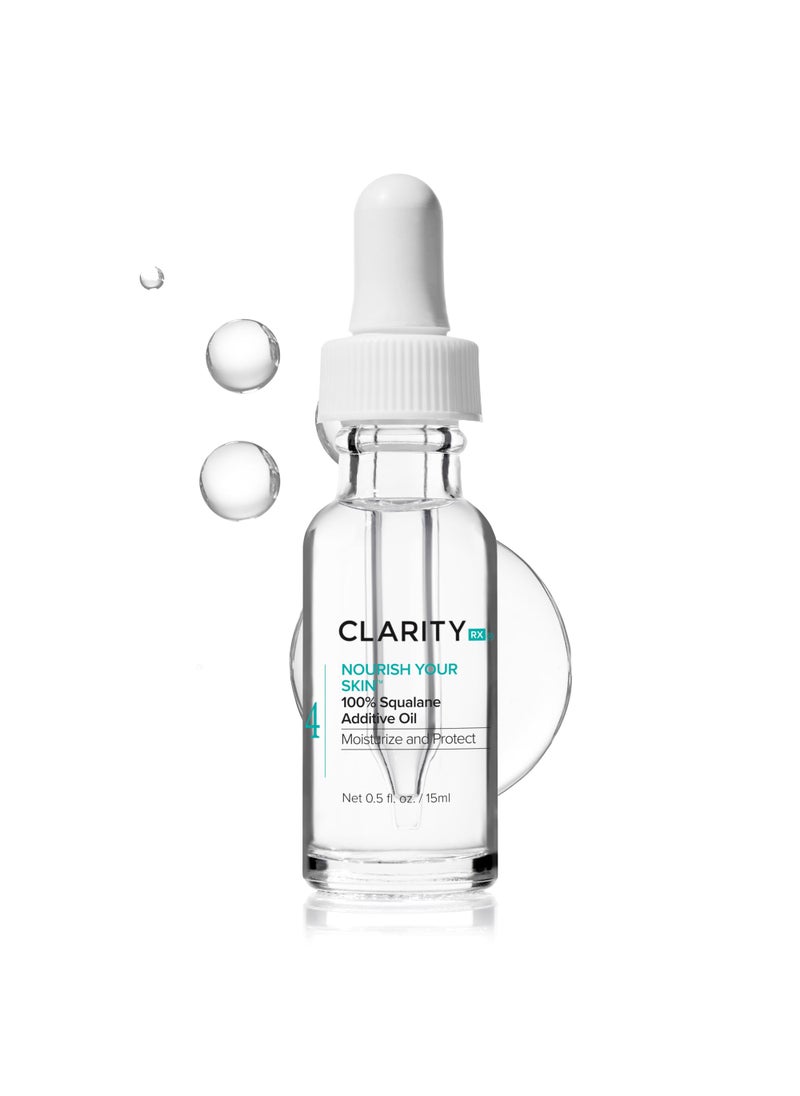 ClarityRx Nourish Your Skin 100% Squalane Moisturizing Oil, Natural Plant-Based Anti-Aging Face Oil with Antioxidants for Dry Skin (0.5 fl oz)