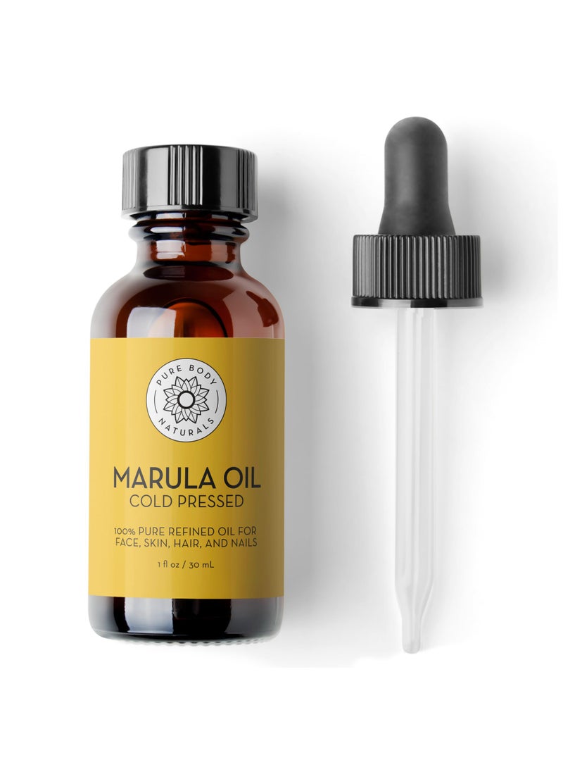 Pure Body Naturals Marula Facial Oil, 1 Fluid Ounce - Cold-Pressed, Refined Luxury Beauty Oil for Face and Hair - Vegan, Gluten-Free and 100% Natural